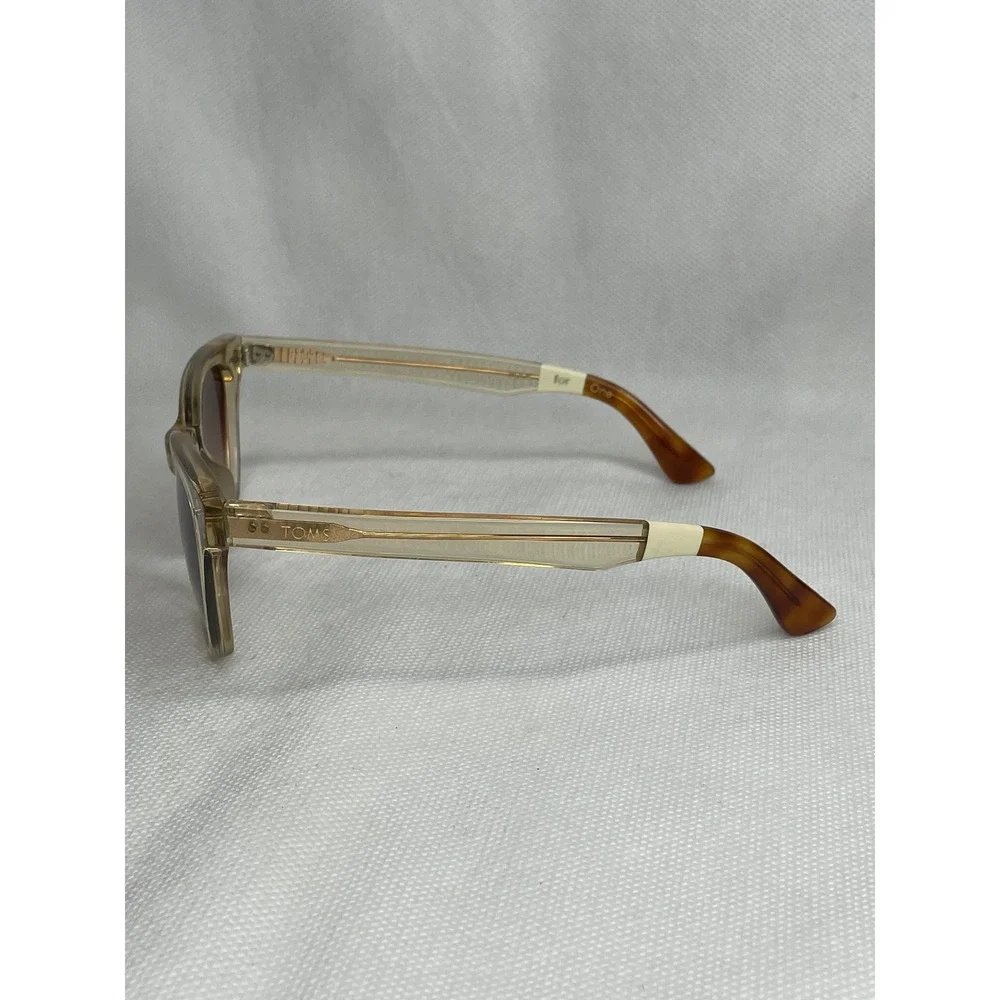Toms Memphis Sunglasses Clear Tan Acetate Frame Gold Gradient Lenses 49[]20-143